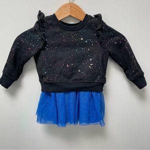 Pippa & Julie sweatshirt and skirt set, black & blue, 3T